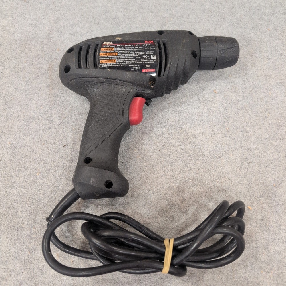 Skil 6130 Corded Power Drill 3.5 Amp 3/8 Inch‎ Keyless Chuck Black Red - Picture 2 of 4